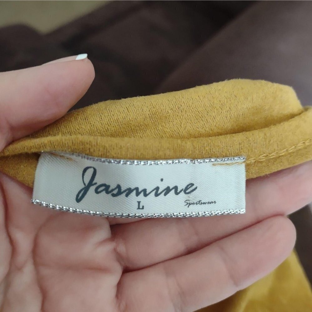 Boutique Western Boho Faux Suede Mustard Yellow Top Shirt Juniors Large - Picture 7 of 7